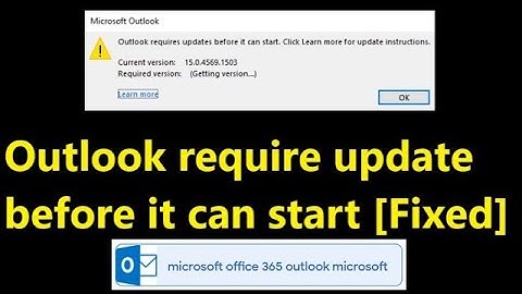 outlook requires update before it can start 100% fixed
