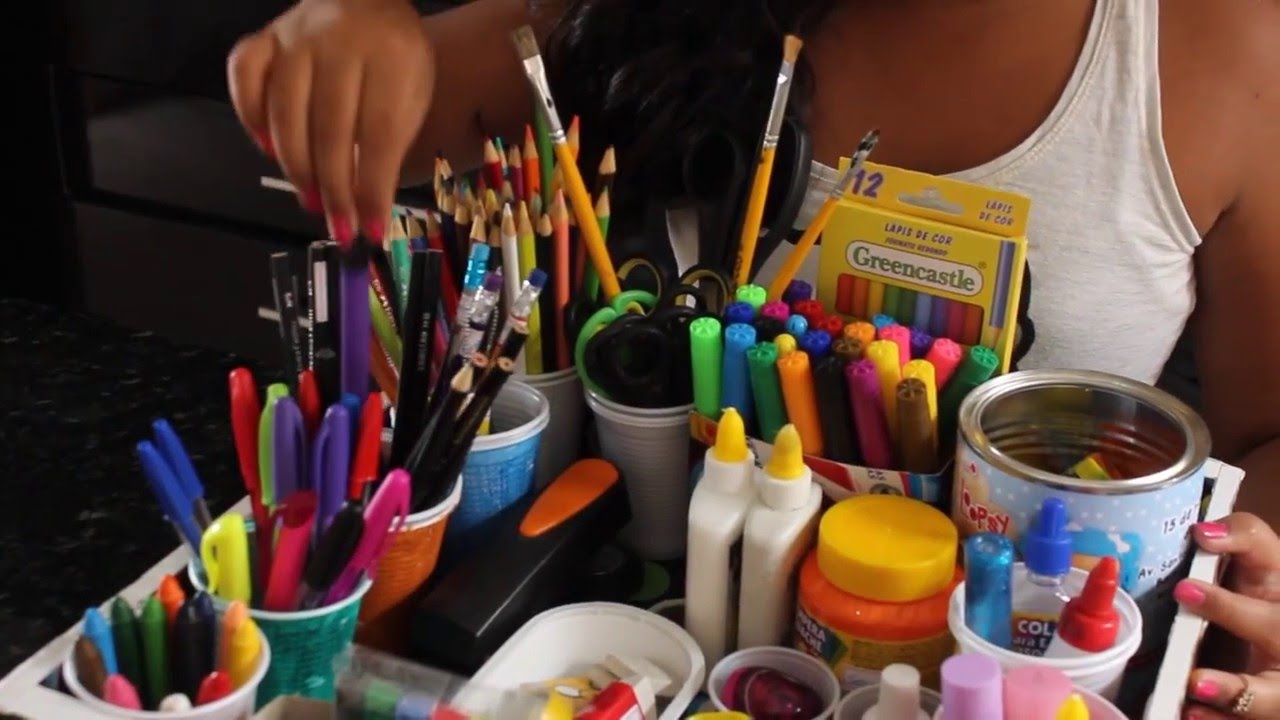 Como organizar material escolar YouTube Tuca Artesanato Resende Costa ~ Como organizar material escolar YouTube