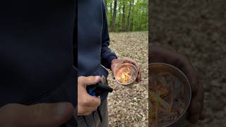 Survival Skills: Made a Sawdust Stove for Survival 🌳🪵 #bushcraft #camping #survival#outdoors