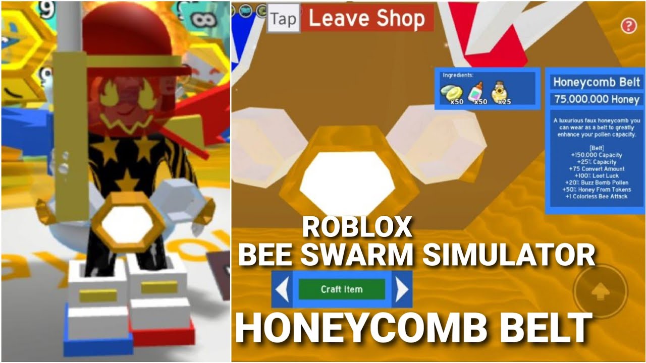 Roblox Bee Swarm Simulator Honeycomb Belt Youtube - roblox belt
