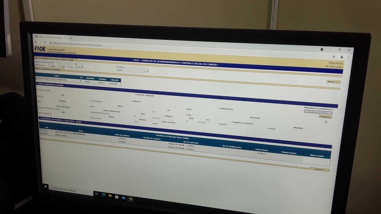 Conselhos do Fundeb: consulta e cadastro