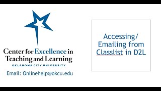 Accessing/Emailing from Classlist in D2L