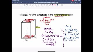 Lateral and Total Surface Area of Rectangular and Triangular Prisms