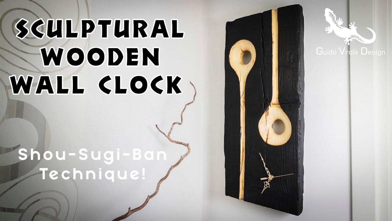 Sculptural Wall Clock | Shou-Sugi-Ban Technique