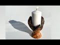 Wood Turning - A decorative Rotten Apple Candle Holder