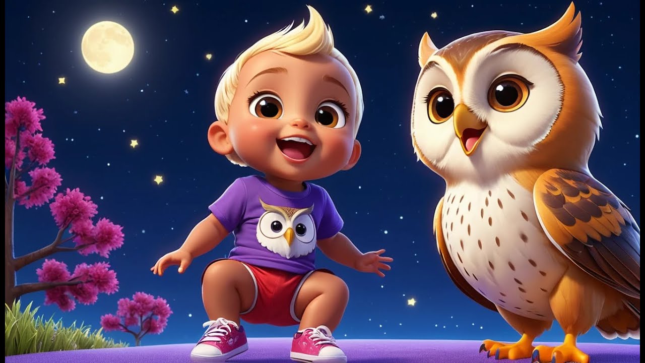 Wise Owl Hoot Hoot Night Song | Calming Bedtime Rhyme for Kids | Soothing Nursery Song