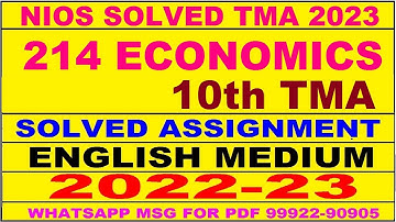 nios economics 214 solved assignment 2022-23 | nios tma solved 2022-23 class 10 economics