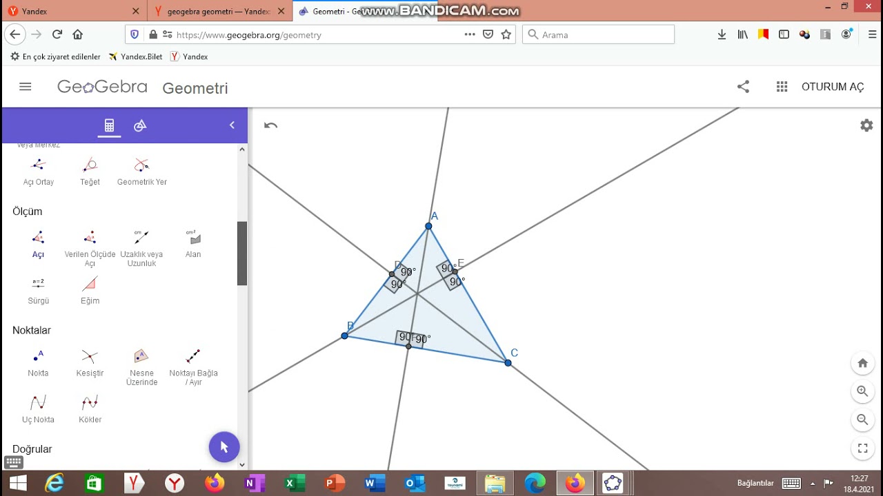 üçgende yüksekliklerin kesişim merkezi