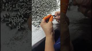 Manual Inspection &amp; Deburring of Threaded Inserts #threadedinserts #engineering #manufacturing 