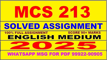 mcs 213 solved assignment 2025 | mcs 213 solved assignment in english 2025 | mcs 213 2024-25