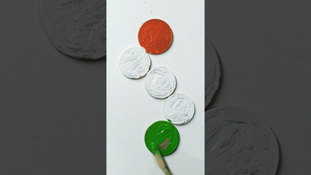 Indian flag painting 🇮🇳 on coin penting 