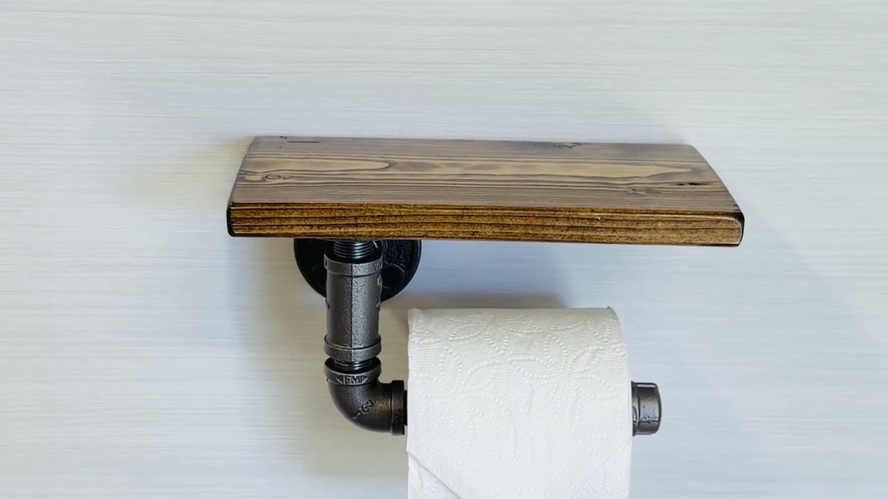 Rustic Industrial Toilet Paper Holder – Handmade Metal & Wood Wall Mount | Farmhouse Bathroom Décor
