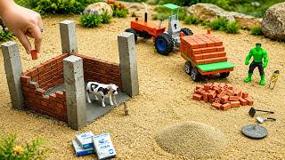 Mini Tractor Builds a Strong Concrete Cow Shed | DIY Construction Project