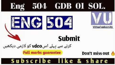 Eng504 GDB 01 | solution 2025|VU| |Eng504 #rslearningzone504GDBbyRSLearningZone