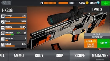 Sniper 3D Assassin Shoot to Kill Gameplay Walkthrough Upgrade Sniper Rifles HKSL81 to MAXED OUT HD