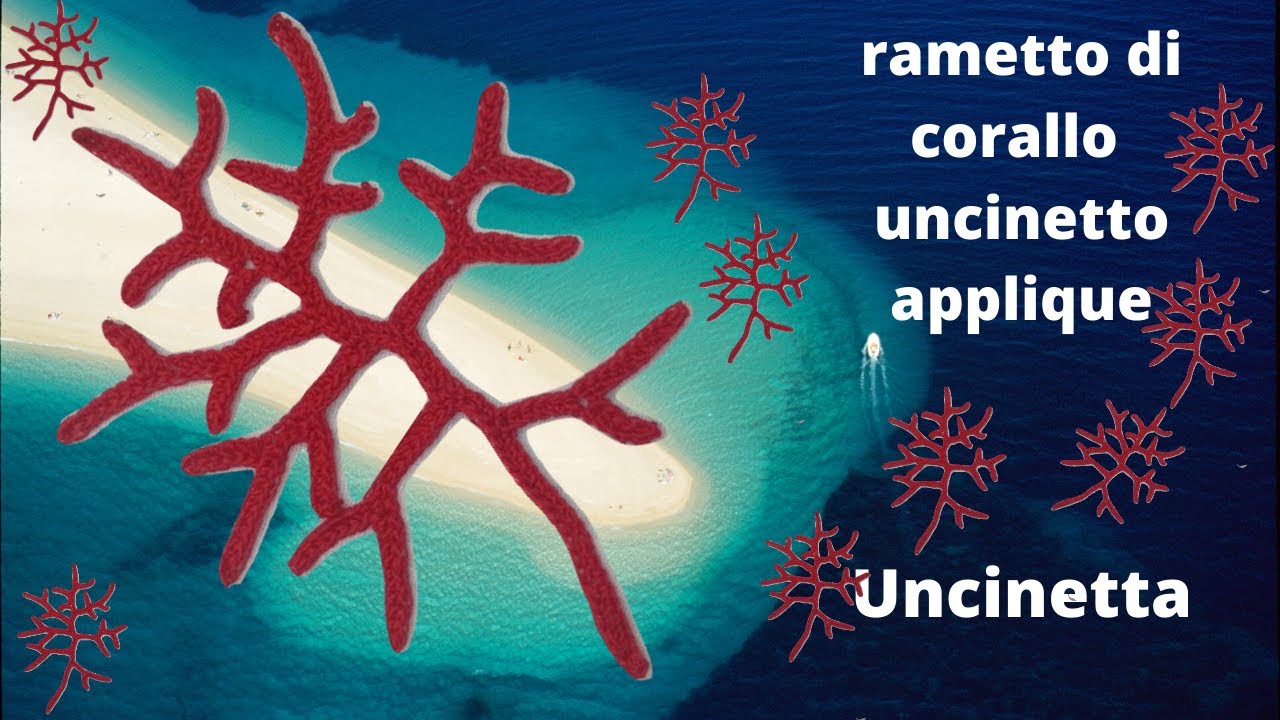 schema uncinetto rametto di corallo  coral crochet sprig applique ramita de crochet de coral