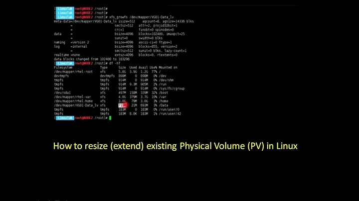 How to resize existing Physical Volume (PV) in Linux