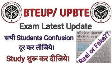 Bteup Exam Update / Diploma Odd Semester Exam/ Up Polytechnic Odd Semester Exam Update