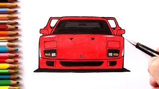 How to draw a Ferrari F40 car in stages
