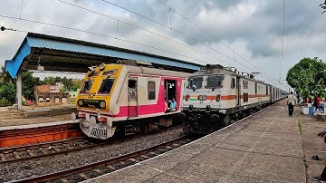 Perfect Train Crossing ICF Medha Emu Local Crossing with Furious Bullet Speedy Agnibina Express