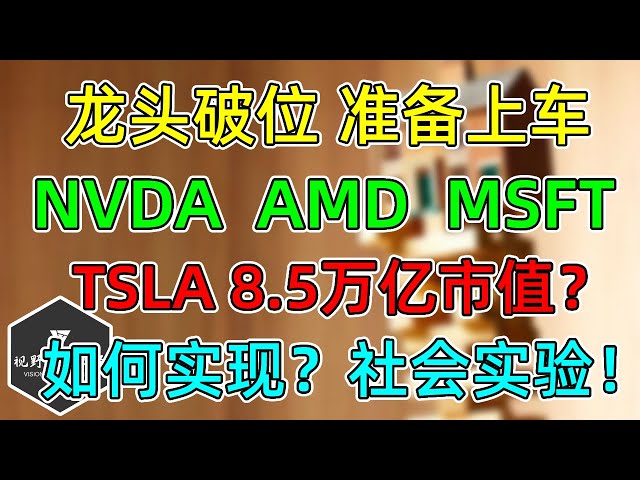 美股 龙头破位，准备上车！NVDA、AMD、MSFT！TSLA市值涨8倍，马斯克1万亿薪酬，如何实现？有趣的社会实验！