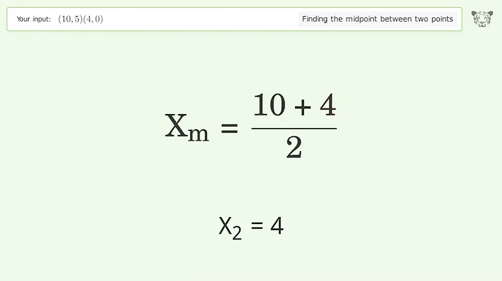Find the midpoint between two points p1 (10,5) and p2 (4,0): Step-by-Step Video Solution