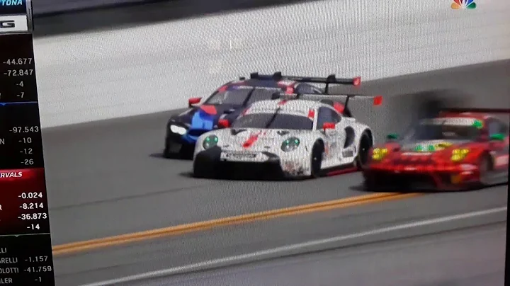 #24 BMW passes the #911 Porsche for the GTLM Lead ...