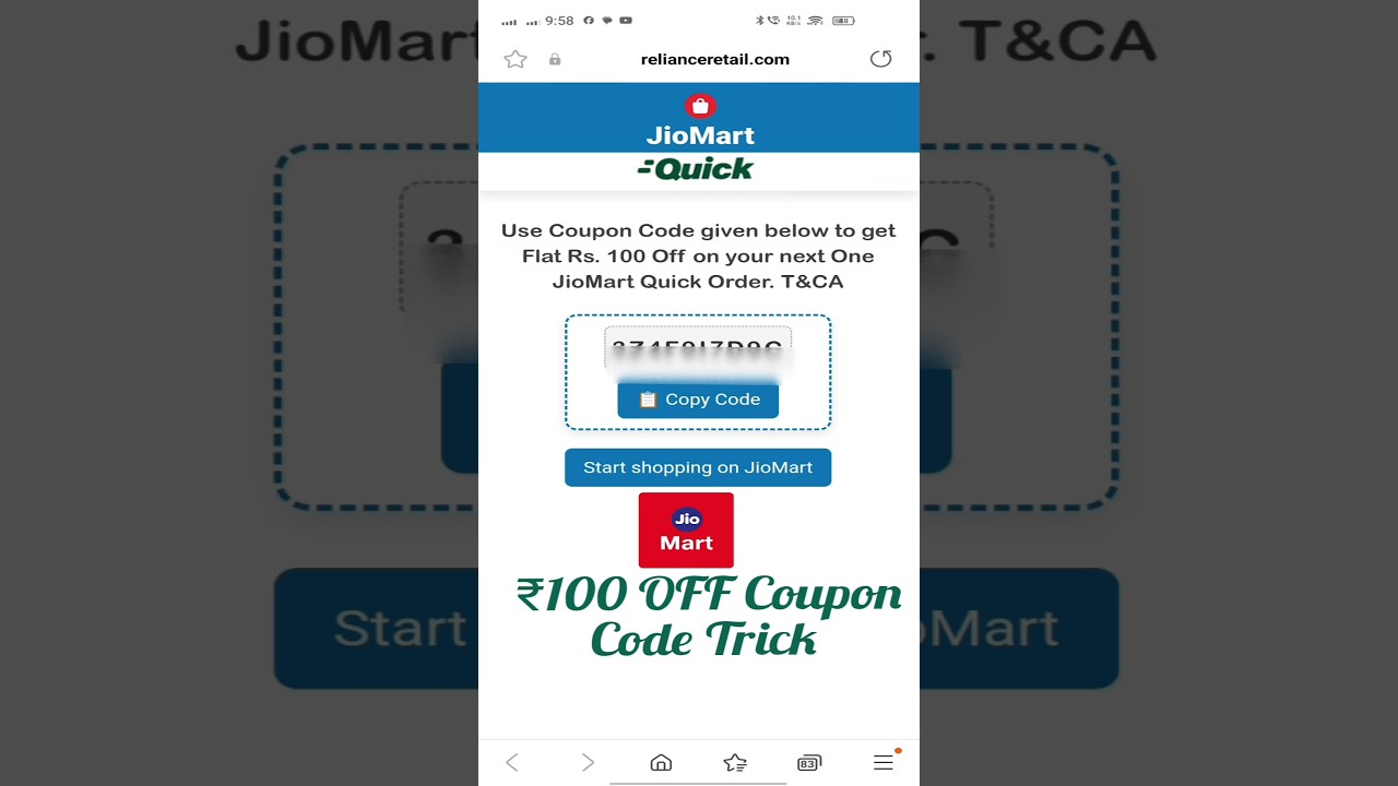 Jiomart Happy Hour | Jiomart Coupon Code Today | Jiomart 100 Off Coupon  Code Trick 