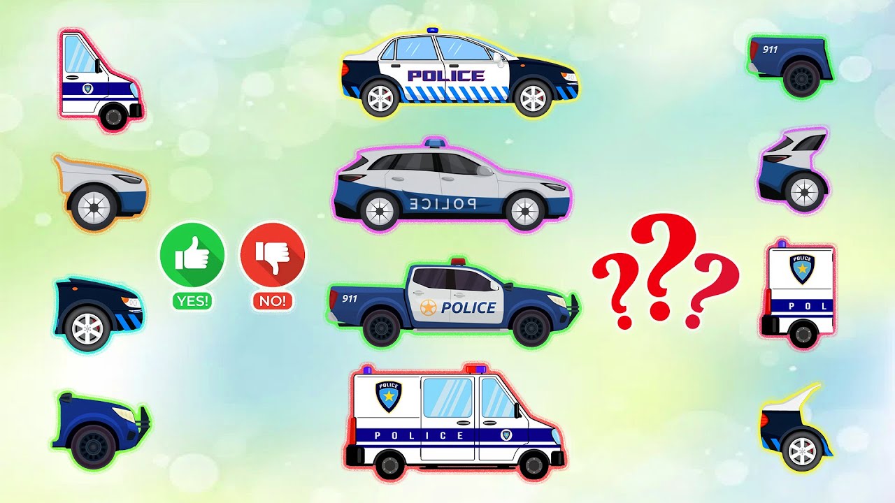 Complete the puzzle pieces for Police Car and Ambulance | Police Vehicles