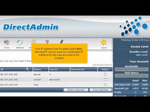 DirectAdmin Reseller Tutorial - Manage your IP pool