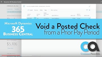 How to Void a Posted Check from a Prior Period in Microsoft Dynamics 365 Business Central
