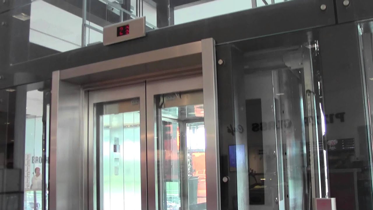 KONE MonoSpace MRL Traction scenic elevators @ Nordby Shoppingcenter, Nordby, Sweden.