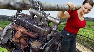 FULL VIDEO: Single mom repairs and restores old car engines, 4cylinder diesel engines.