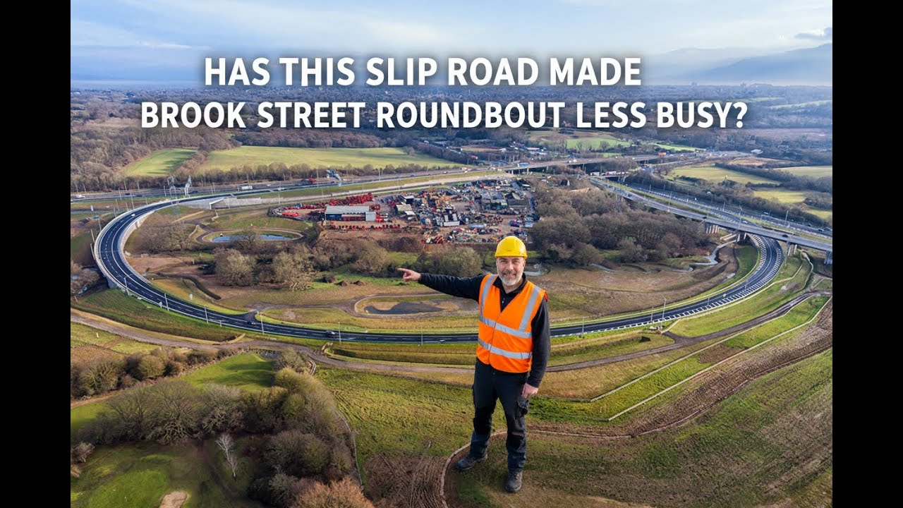 Brook Street Roundabout Changes, New Slip Road Layout, Brentwood Essex