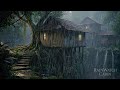 2 Hour - Rain in a Cliffside Cabin Forest