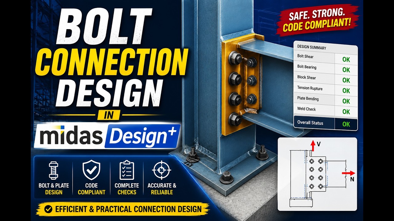 Bolt Connection Design in MIDAS Design+ | Steel Connection Tutorial ...