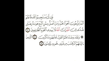 سورة القصص 19 القسم التاسع عشر تكرار كيفي من .. فإن لم يستجيبوا لك فاعلم .. إلى .. يؤمنون