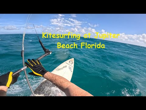 Kitesurfing at Jupiter Beach Florida Strapless Surfboard Waves with Mikey Mike
