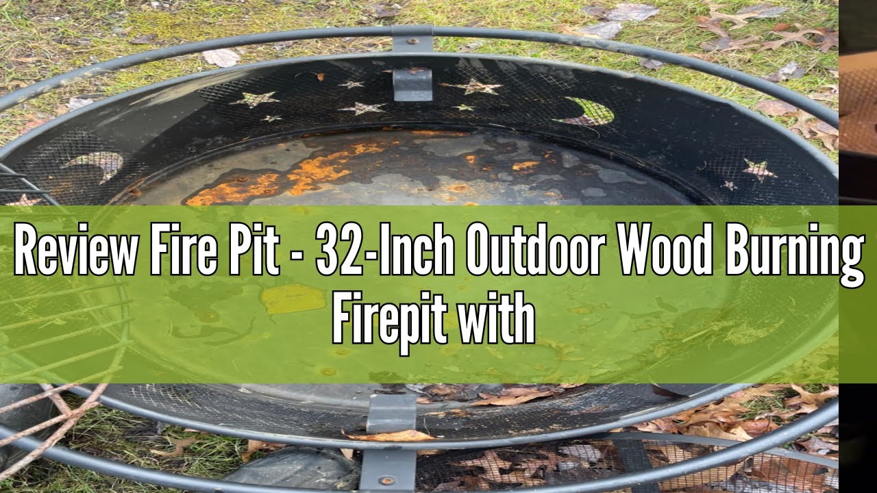 Review Fire Pit - 32-Inch Outdoor Wood Burning Firepit with Screen, Poker, and Cover - Outdoor Fire