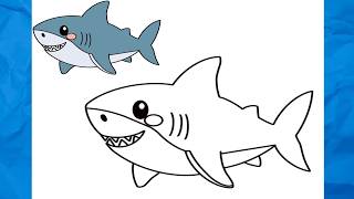 HOW TO DRAW A CUTE SHARK | CUTE DRAWINGS