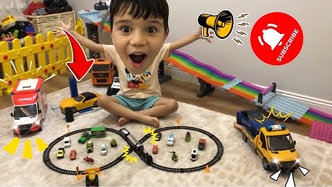 🔴 Oyuncak arabalar kepçe kamyon helikopter yarış arabası Forklift tren seti kutu açılımı videosu 