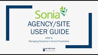 Sonia Site User Guide: Step 6 Timesheets