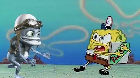 Crazy Frog trying to get a pizza from Spongebob