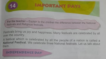 EVS | DAV Public School | Class 2 | Chapter 14 | Important Days | Explanation in English Language