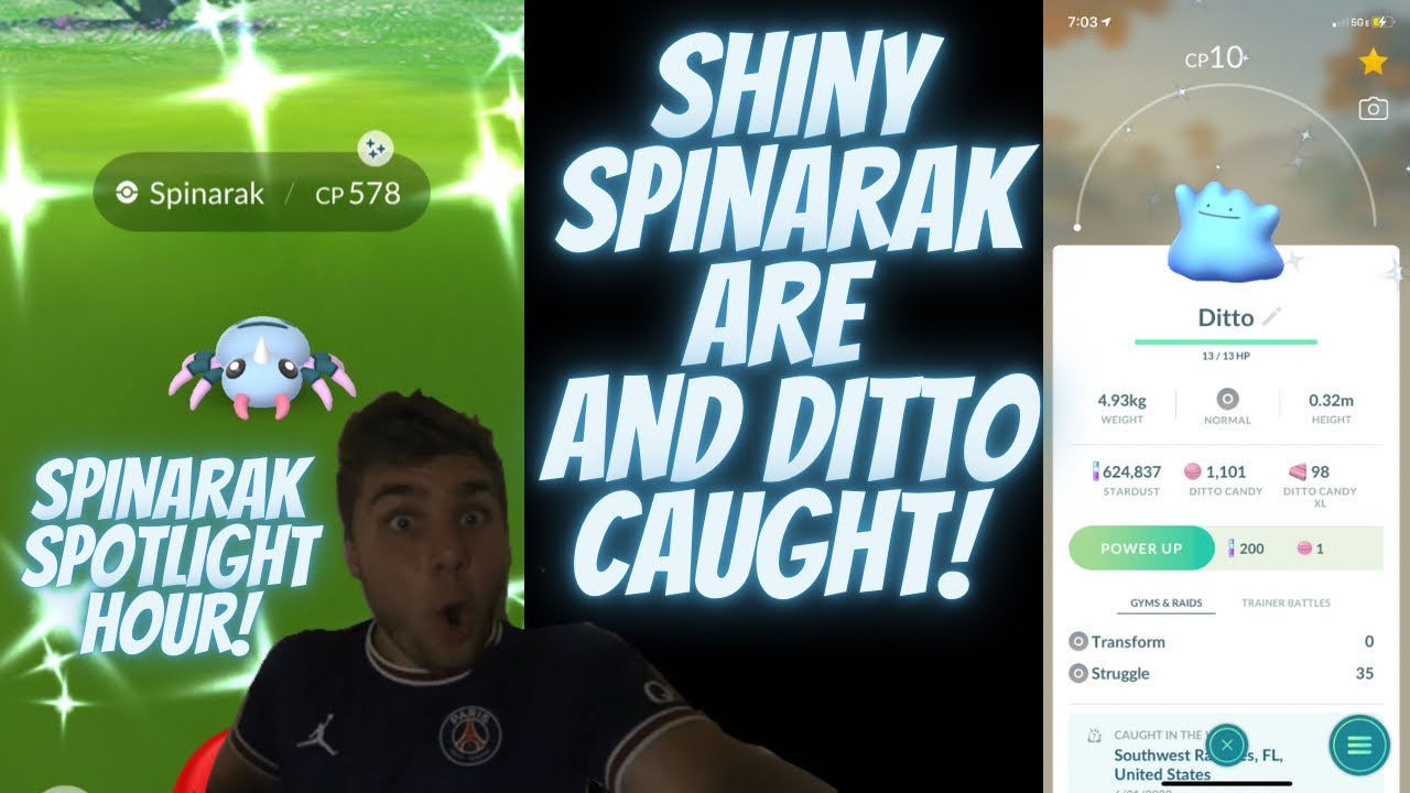 Shiny Spinarak and Shiny Ditto Caught! (Pokemon Go Spinarak Spotlight