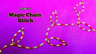 Aari Work Tutorial 33 | Magic Chain Stitch | Double Colour Chain Stitch