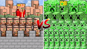 CREEPER ARMY vs VILLAGER CASTLE | Minecraft Mob Battle