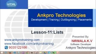 HTML for Beginners - Lesson 11 - Lists (Unordered, Ordered and definitions)
