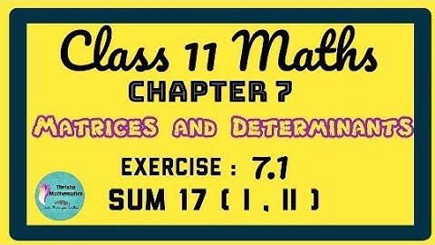 Class 11 Maths|| Chapter 7 ||  Matrices and Determinants Exercise 7.1 || sum 17 ( i , ii ) in Tamil