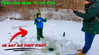 Teaching How to ICE FISH  (Caught his FIRST ICE FISH!!!) by WeirdBeardFishin 314 views 3 years ago 19 minutes